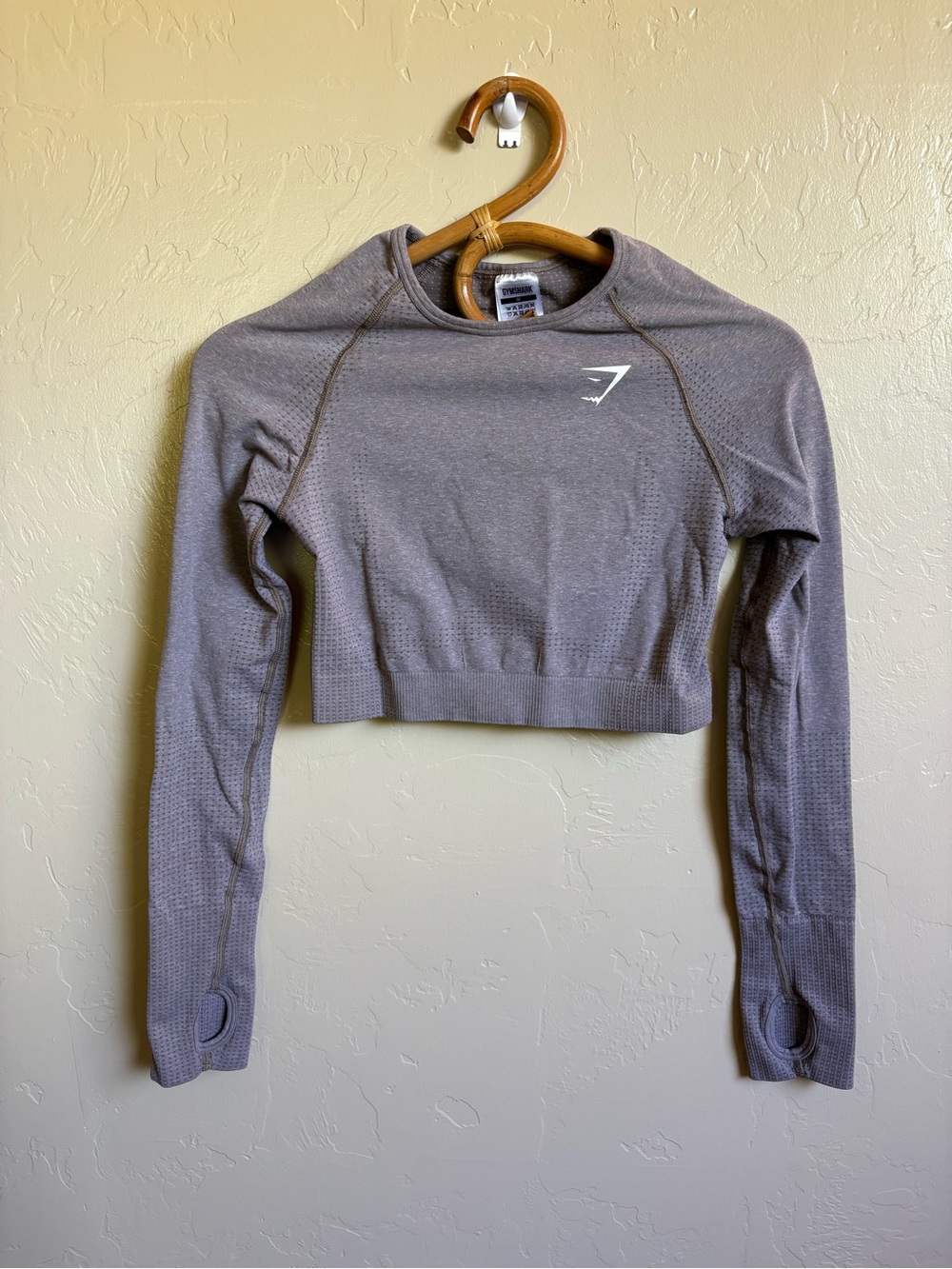 Gymshark Vital Seamless Long Sleeve Crop Top Heathered Purple Medium GLCT5340